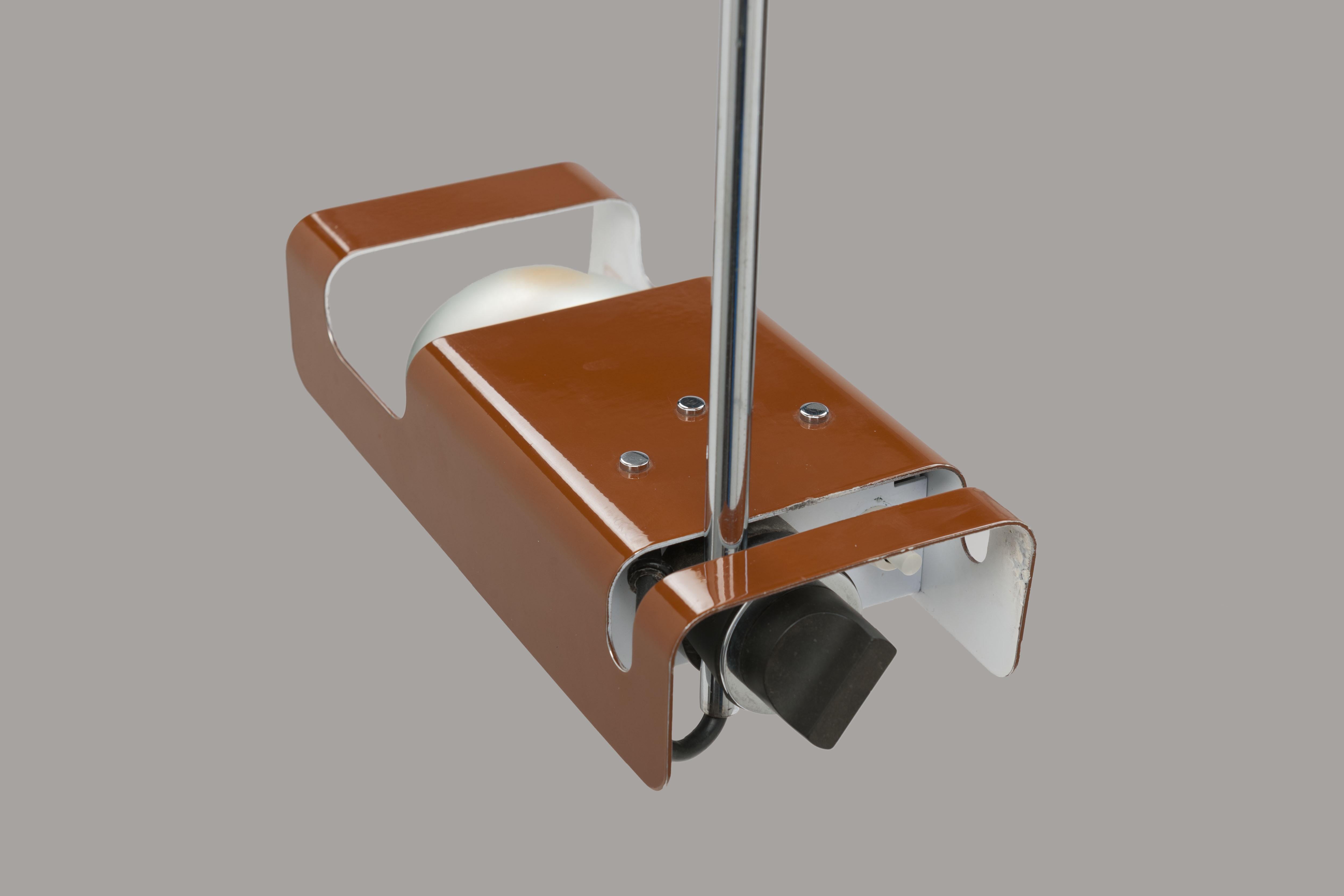 Brown Joe Colombo Spider Arc Desk Task Lamp, Oluce, Italy, Dated 1967 5
