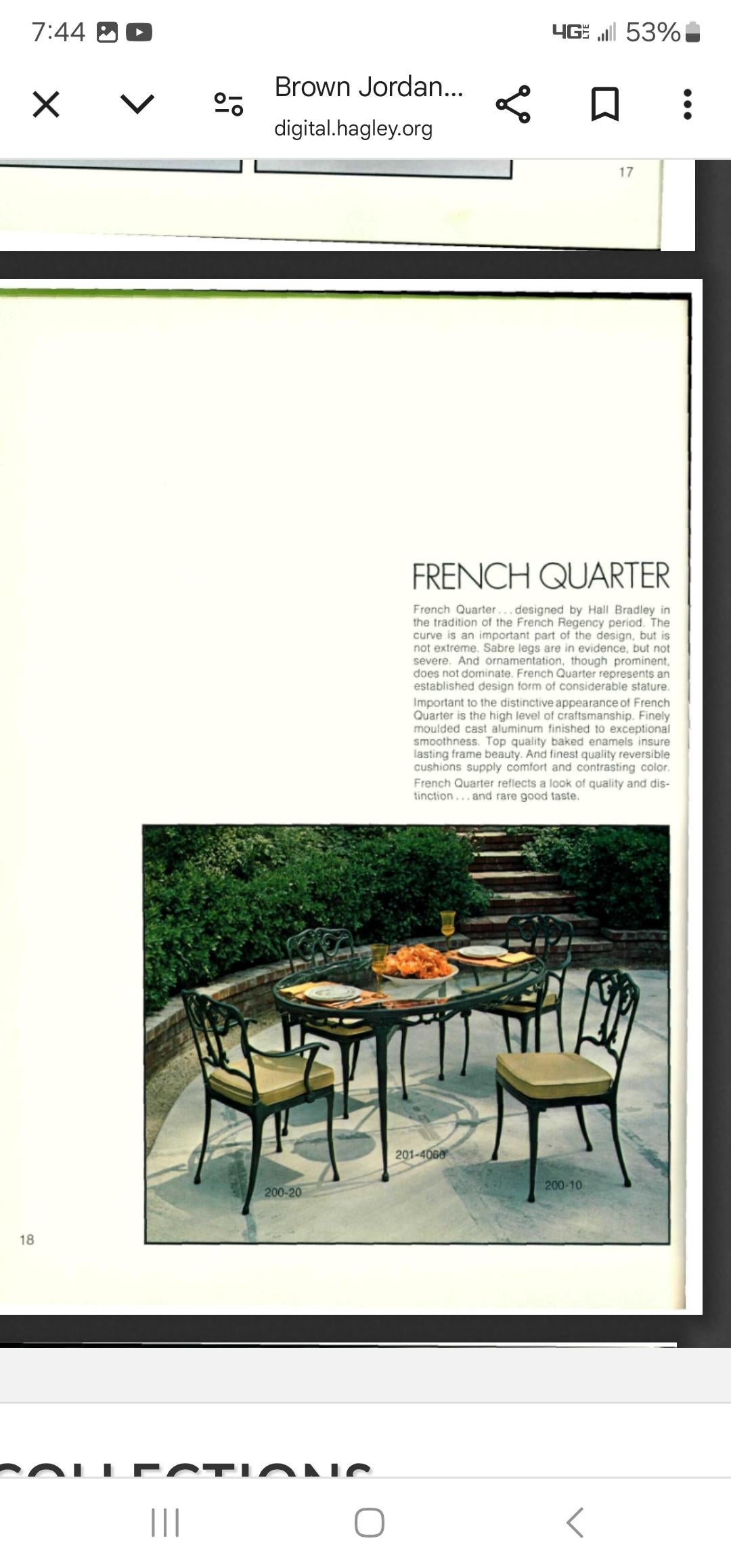 Brown Jordan 12 Pieces French Quarter by Hall Bradley 1970s en vente 3