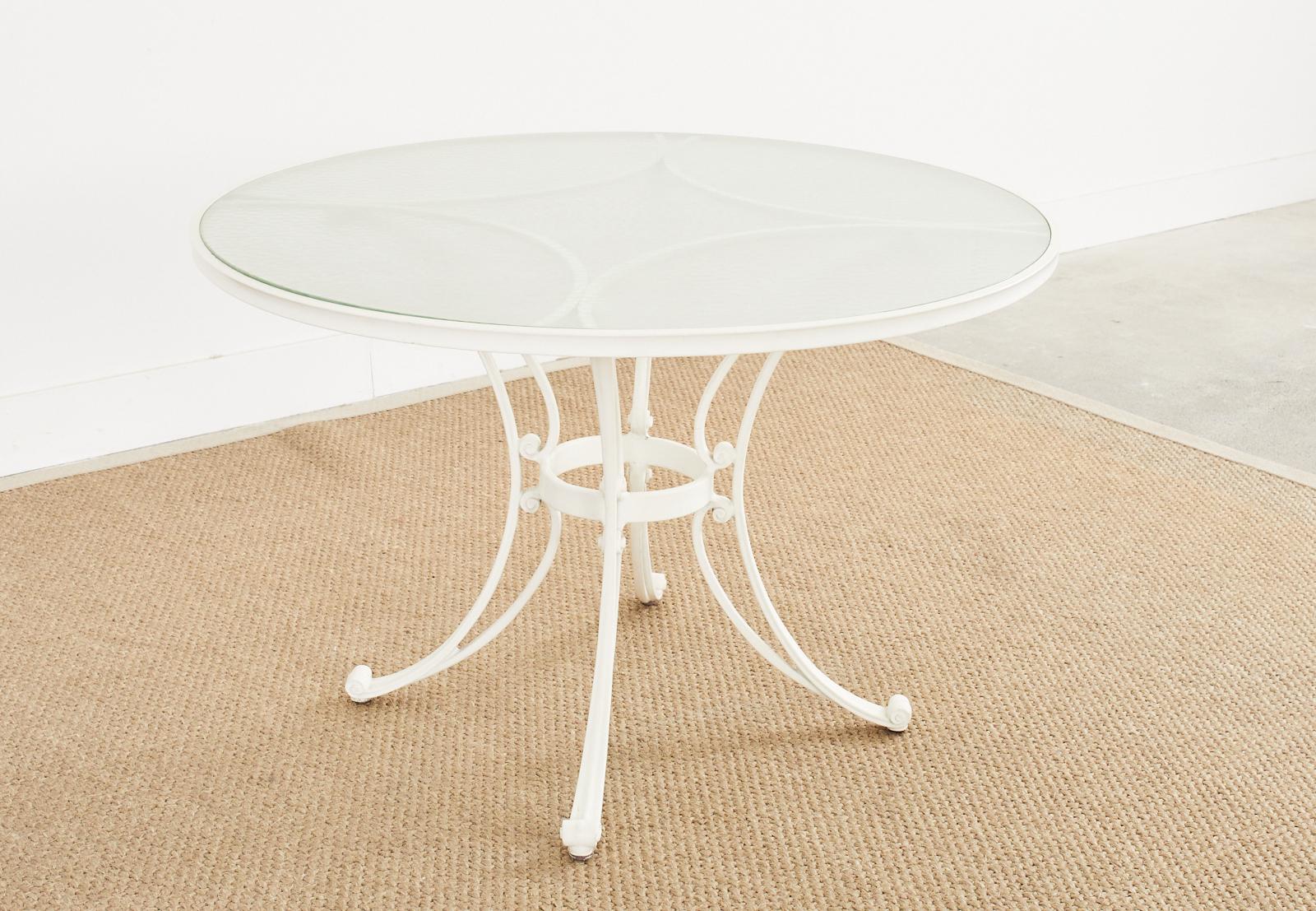 Frosted Brown Jordan Aluminum Dining Suite Garden Table and Four Chairs
