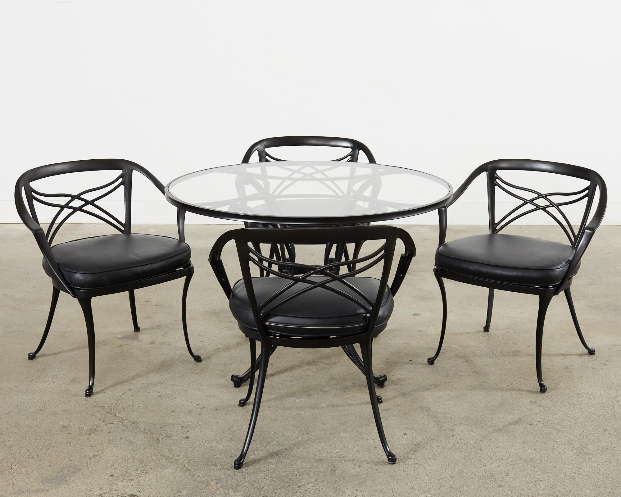 Brown Jordan Aluminum Garden Dining Table and Four Chairs For Sale 3