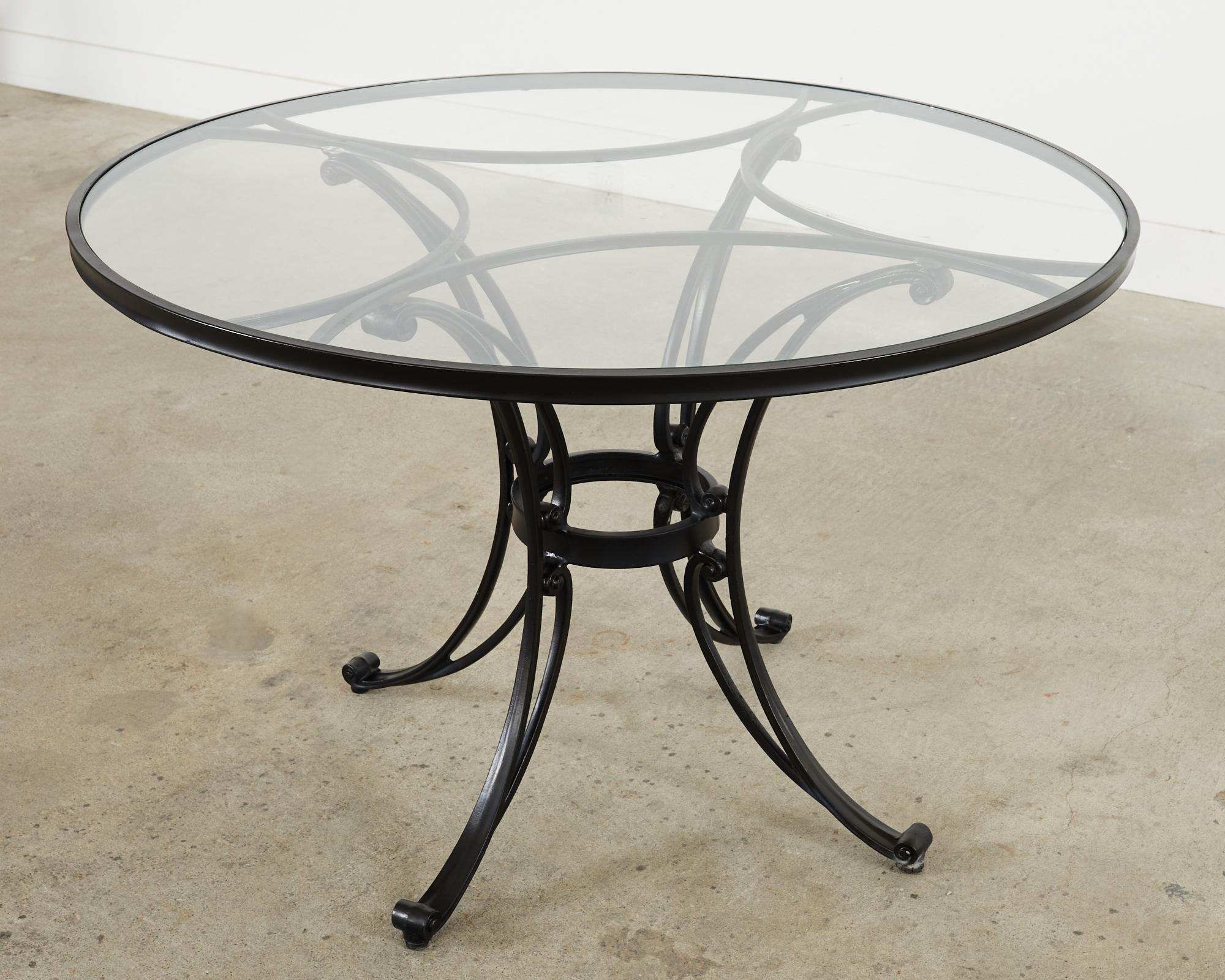 Painted Brown Jordan Aluminum Garden Dining Table and Four Chairs For Sale