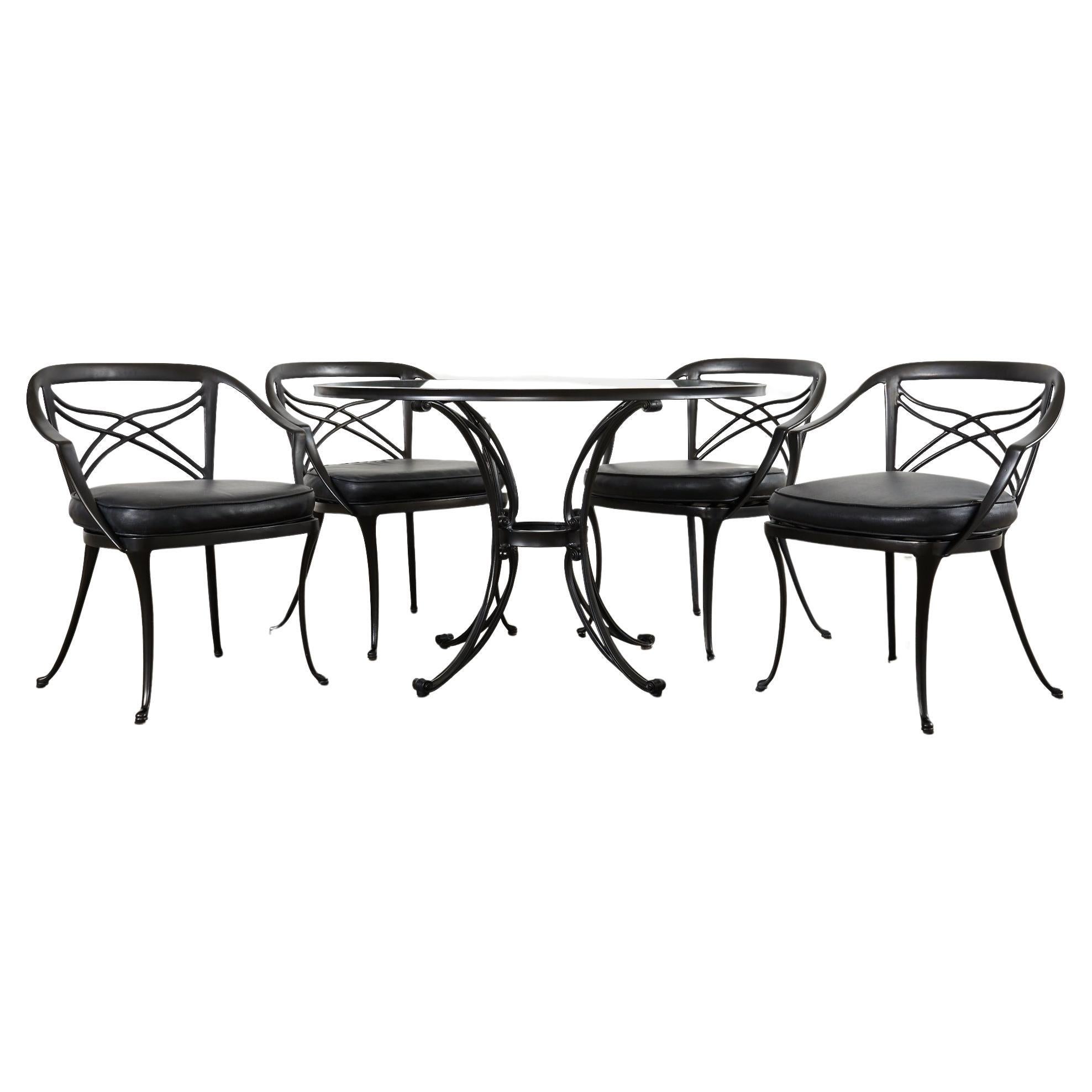 Brown Jordan Aluminum Garden Dining Table and Four Chairs For Sale