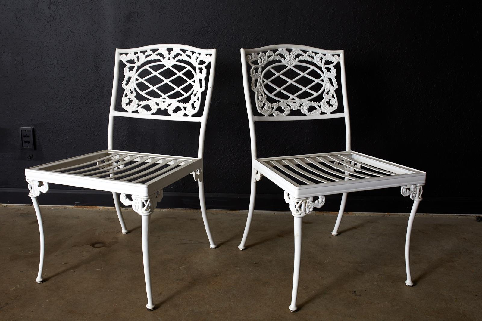Powder-Coated Brown Jordan Aluminum Neoclassical Patio Garden Dining Set