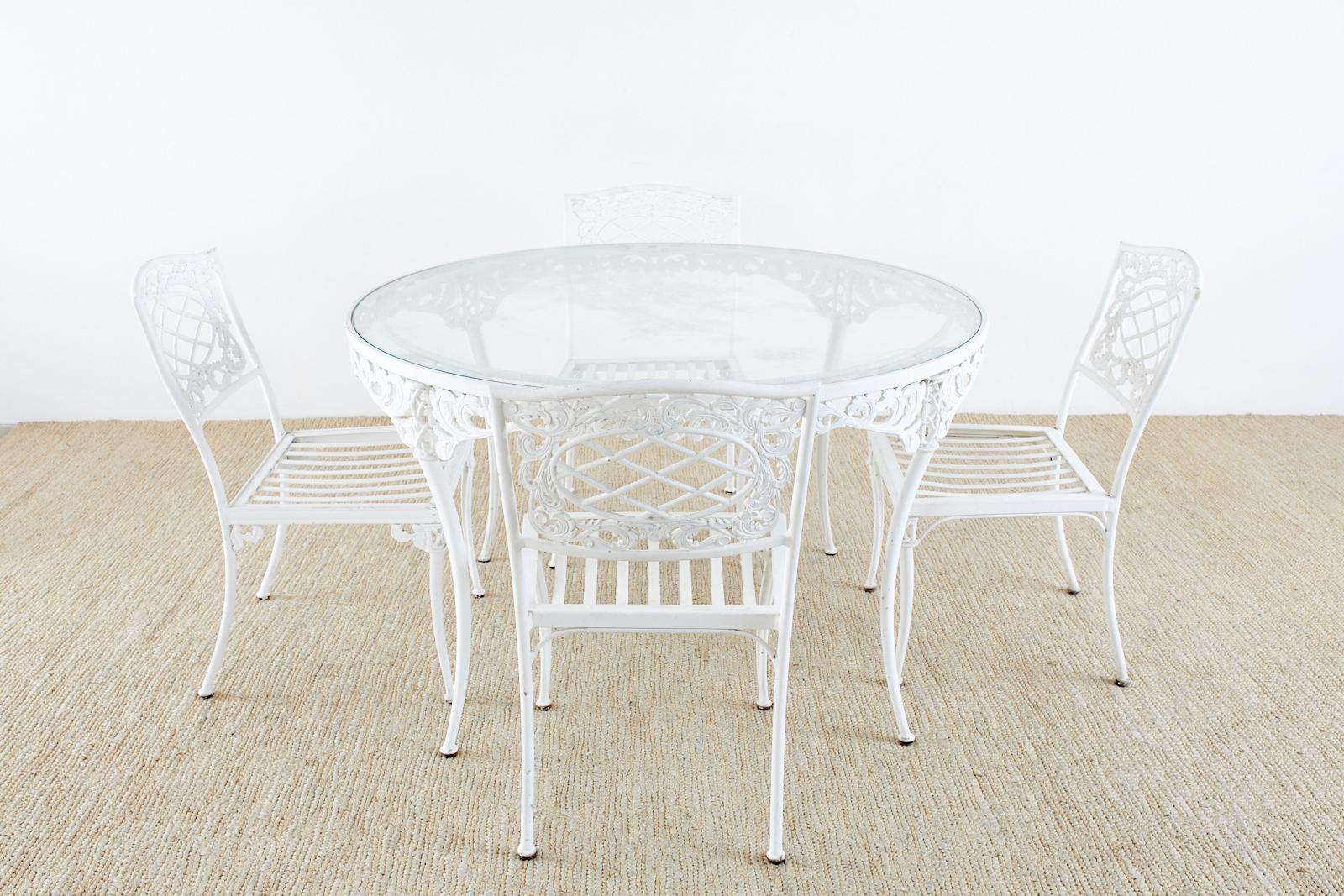 Glass Brown Jordan Aluminum Neoclassical Patio Garden Dining Set
