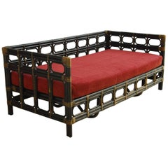 Brown Jordan Bamboo Rattan Case Sofa or Daybed