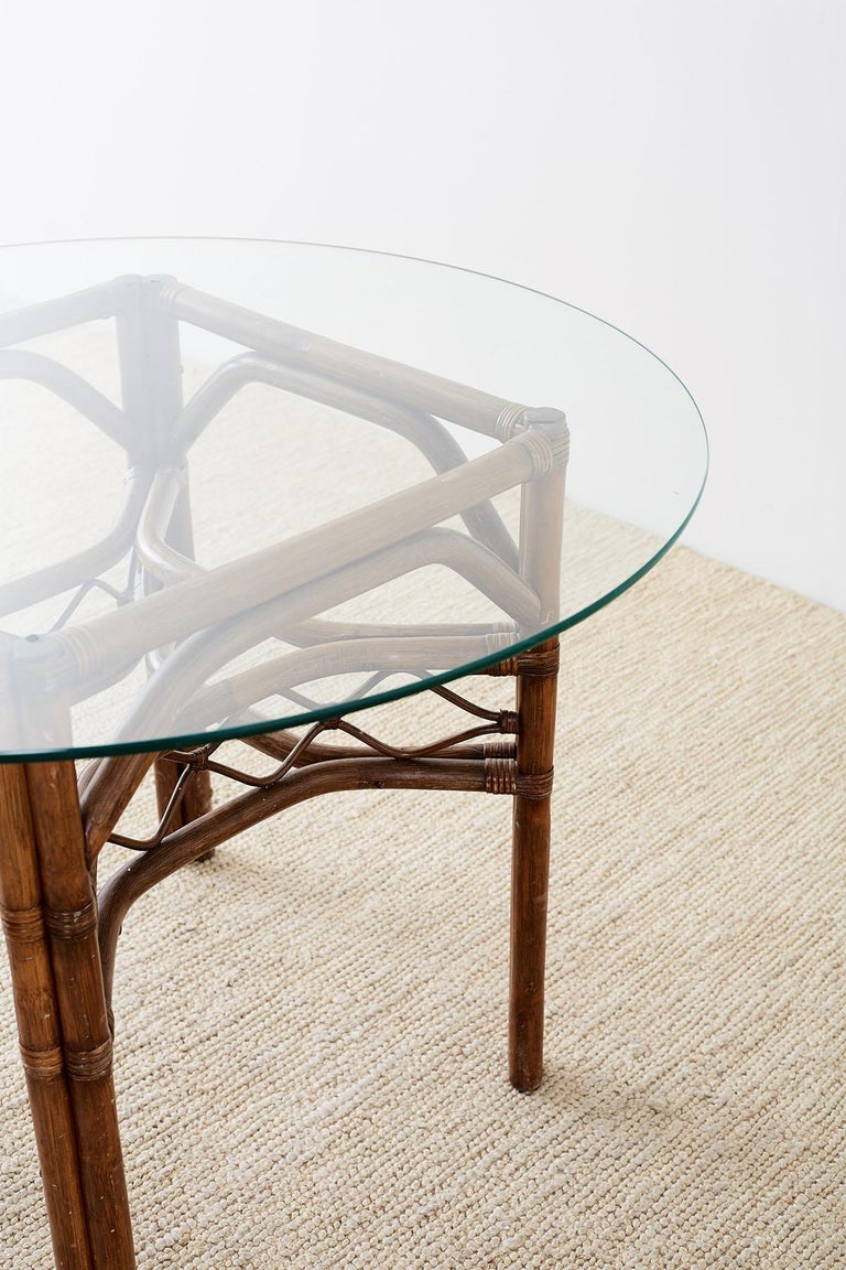 Brown Jordan Bamboo Rattan Glass Dining Table at 1stDibs