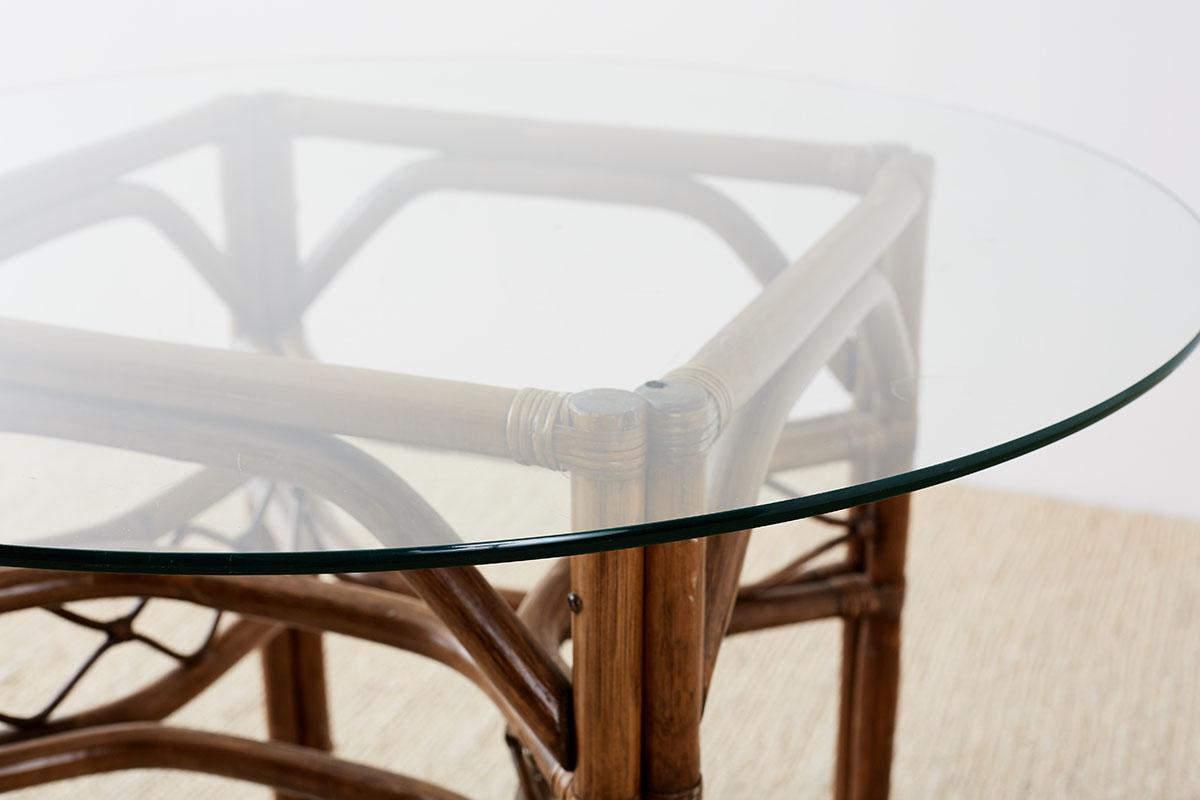 Brown Jordan Bamboo Rattan Glass Dining Table 7