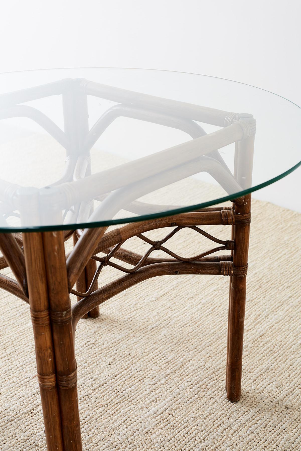 Brown Jordan Bamboo Rattan Glass Dining Table 1