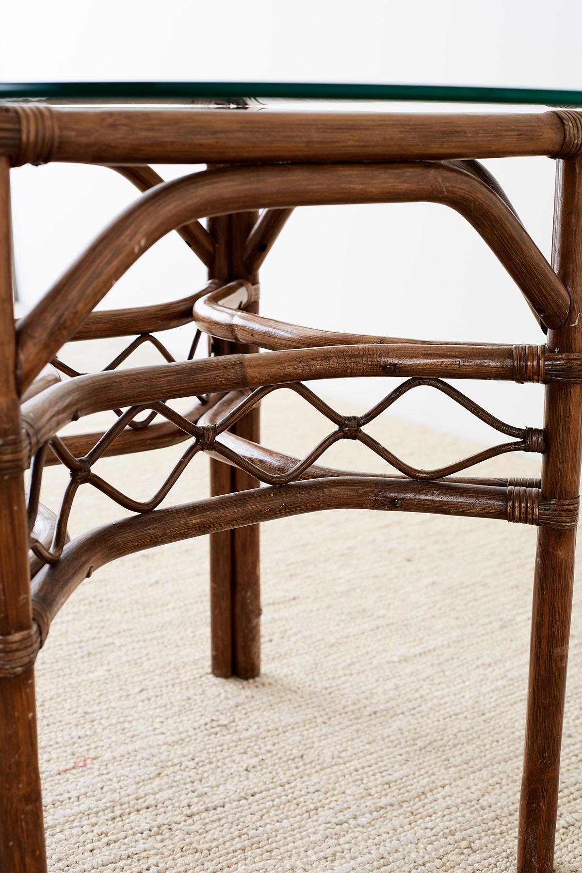 Brown Jordan Bamboo Rattan Glass Dining Table 2