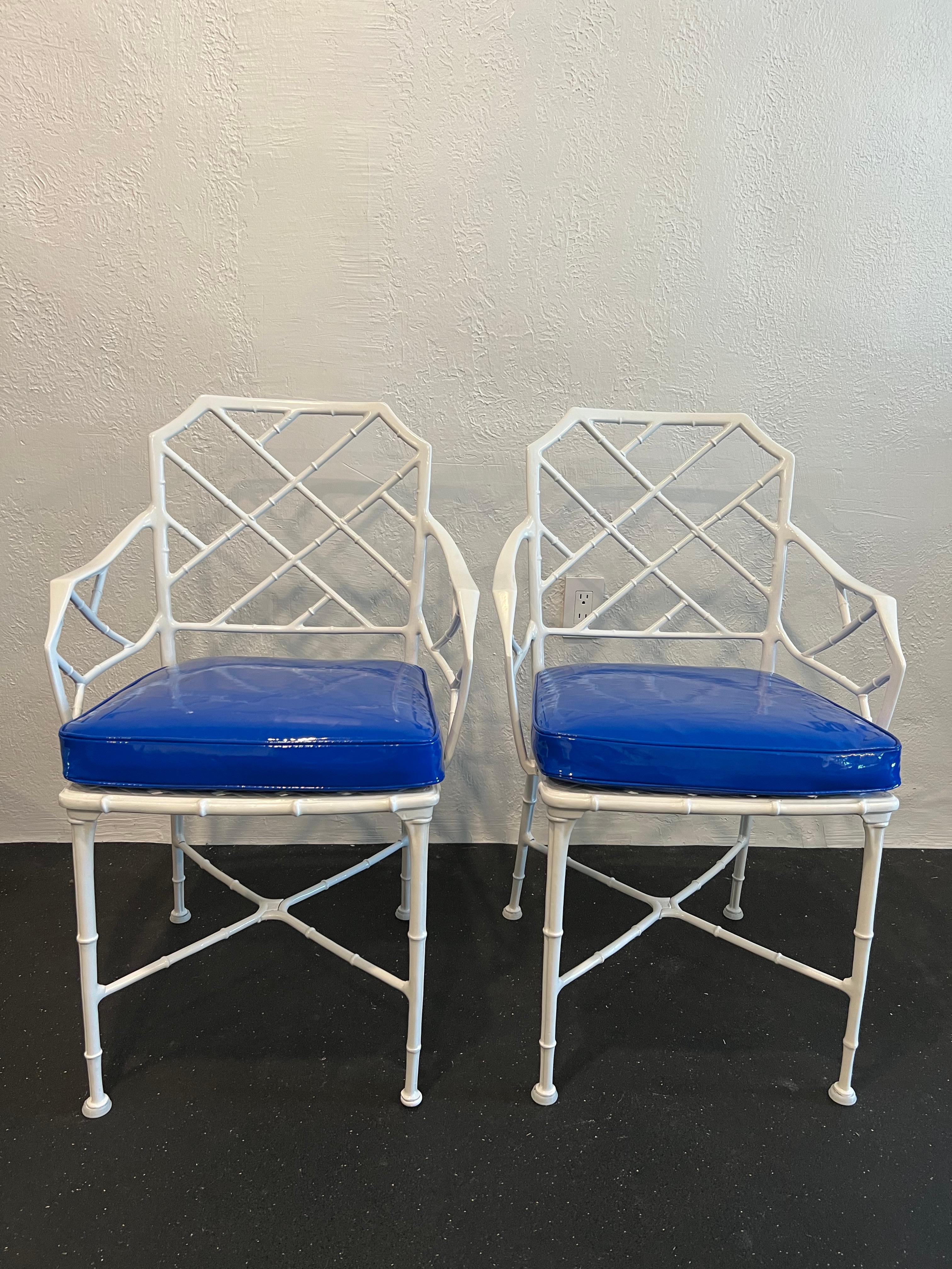 Hollywood Regency Brown Jordan Calcutta Arm Chairs- A Pair For Sale