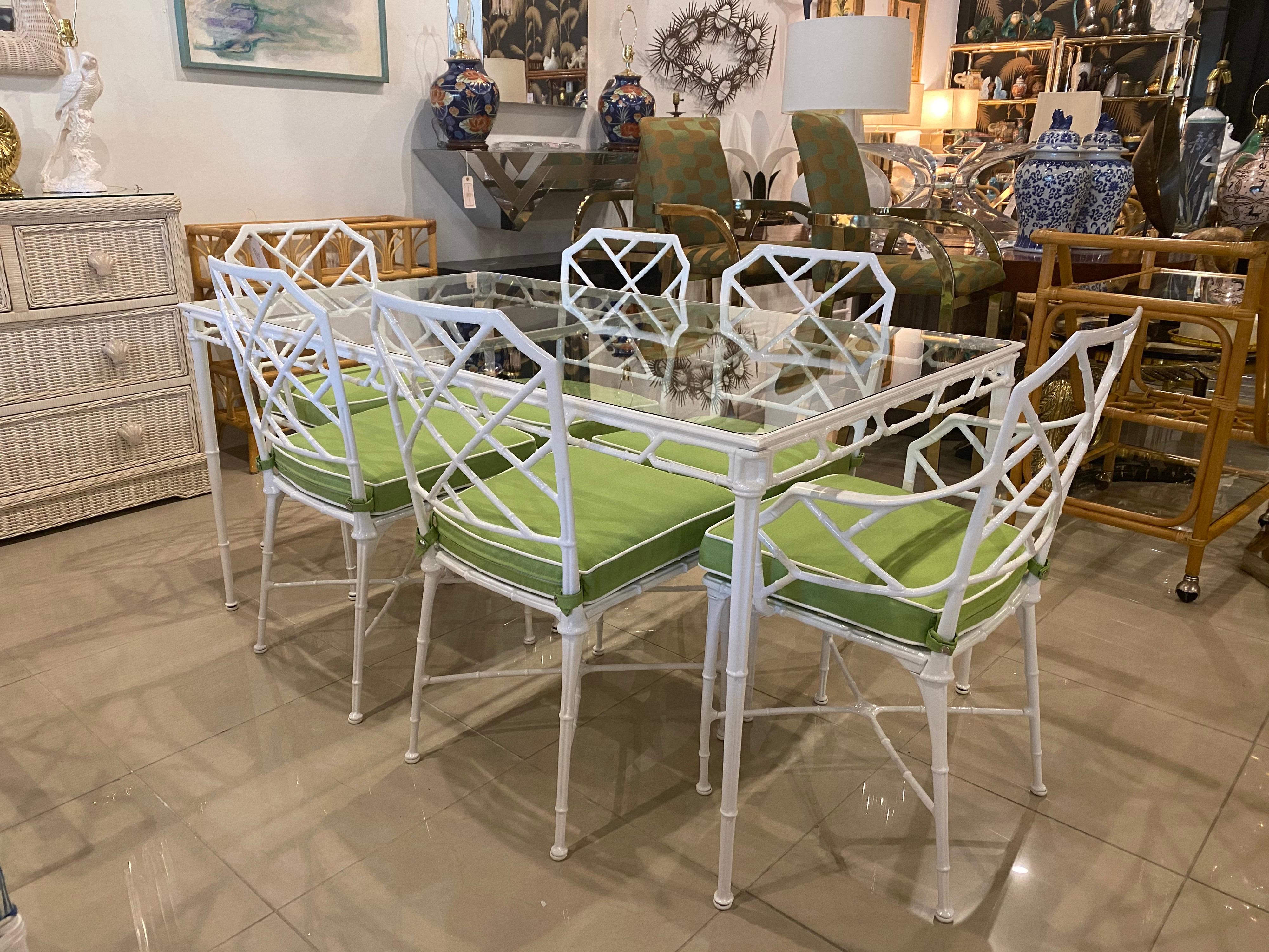 Hollywood Regency Brown Jordan Calcutta Dining Table & Chairs Patio Set New Upholstery Powdercoat