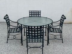 Brown Jordan “Florentine” 50" Round Glass Patio Garden Table Set - Hunter Green