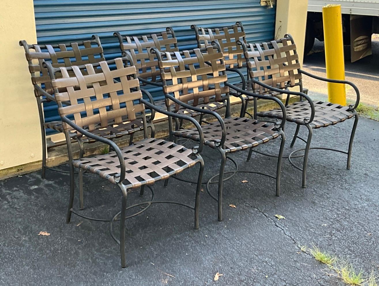 American Brown Jordan Florentine Dining Arm Chairs For The Patio Or Garden - Set Of 6 For Sale