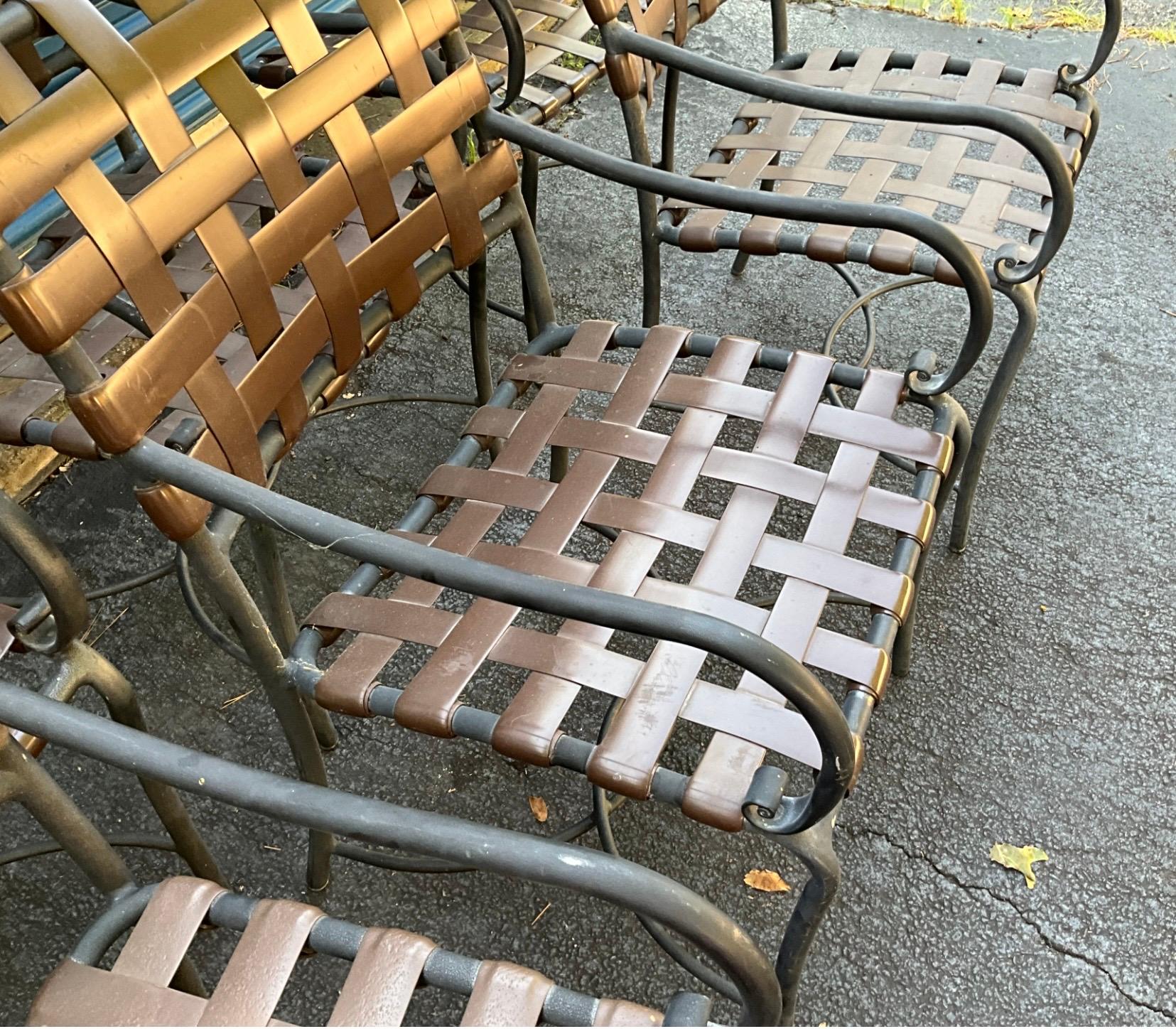 20th Century Brown Jordan Florentine Dining Arm Chairs For The Patio Or Garden - Set Of 6 For Sale