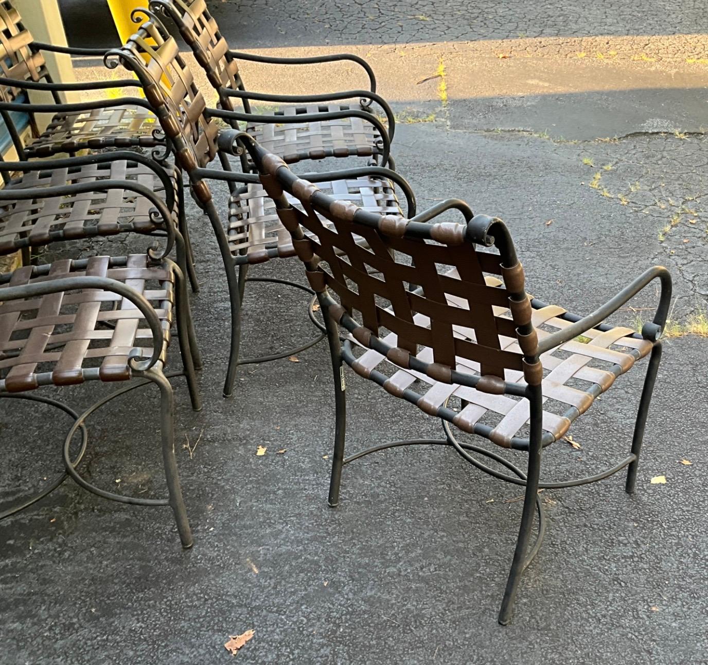 Aluminum Brown Jordan Florentine Dining Arm Chairs For The Patio Or Garden - Set Of 6 For Sale