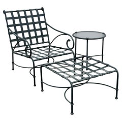 Brown Jordan “Florentine” Lounge Chair + Ottomans with Side Table - Hunter Green