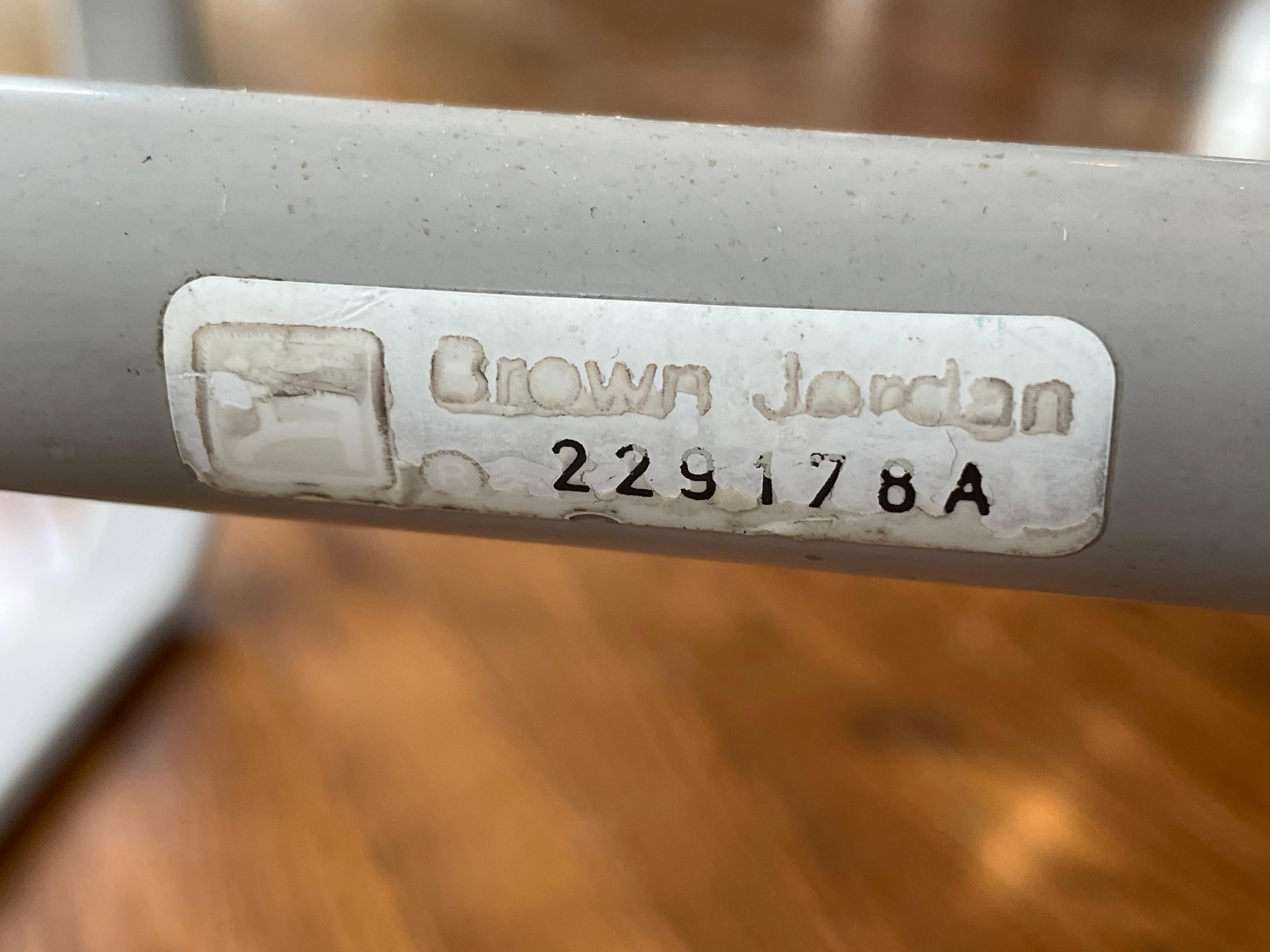 American Brown Jordan Gray Sling Bar Stool-A Pair For Sale