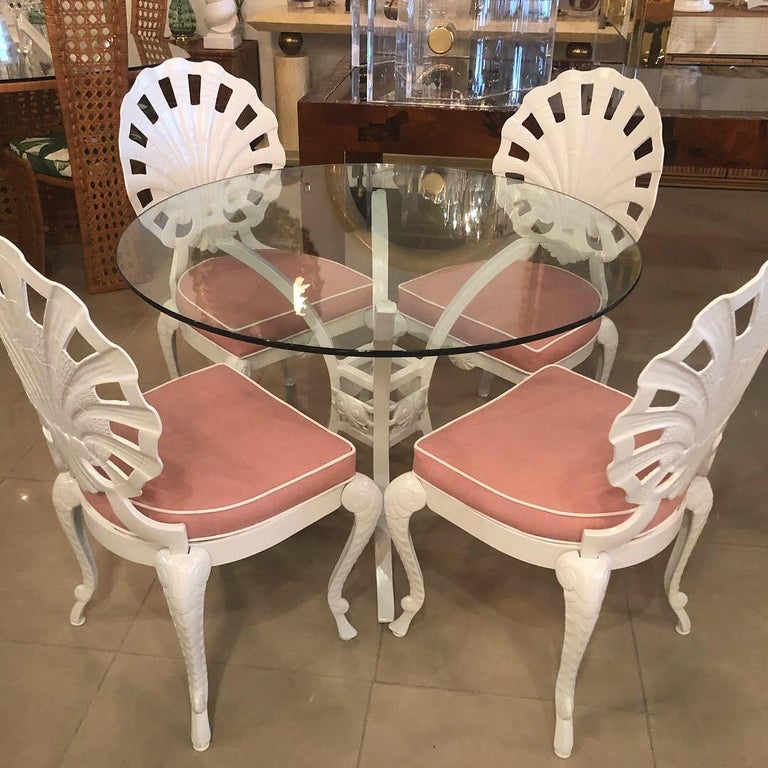 Brown Jordan Grotto Shell Back Dining Chairs Table Patio Sunbrella