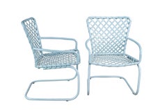 Brown Jordan Mid Century Modern Tubular Tamiami Patio Armchairs Table Set