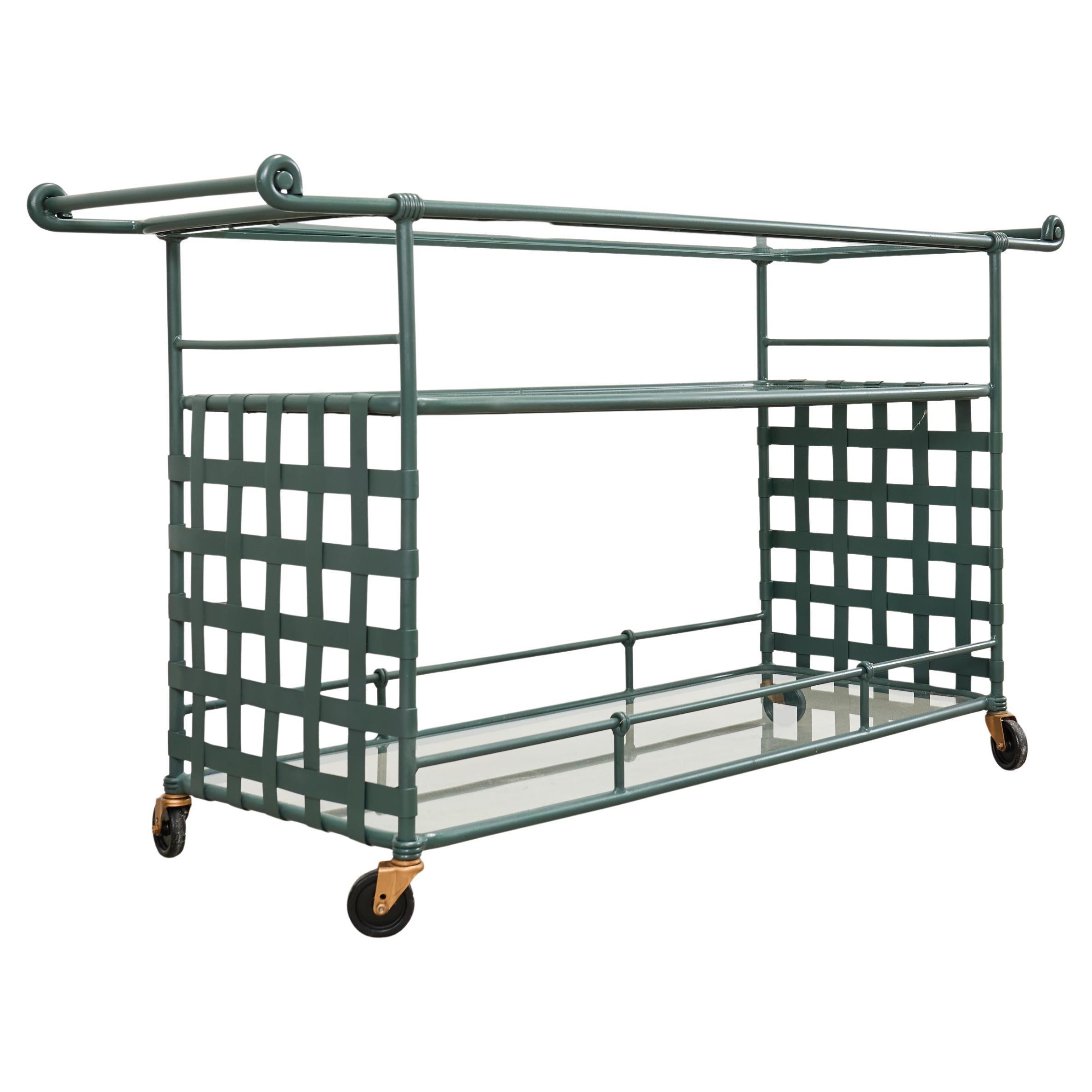 Chariot de bar de service en aluminium Florentine de style néoclassique Brown Jordan en vente