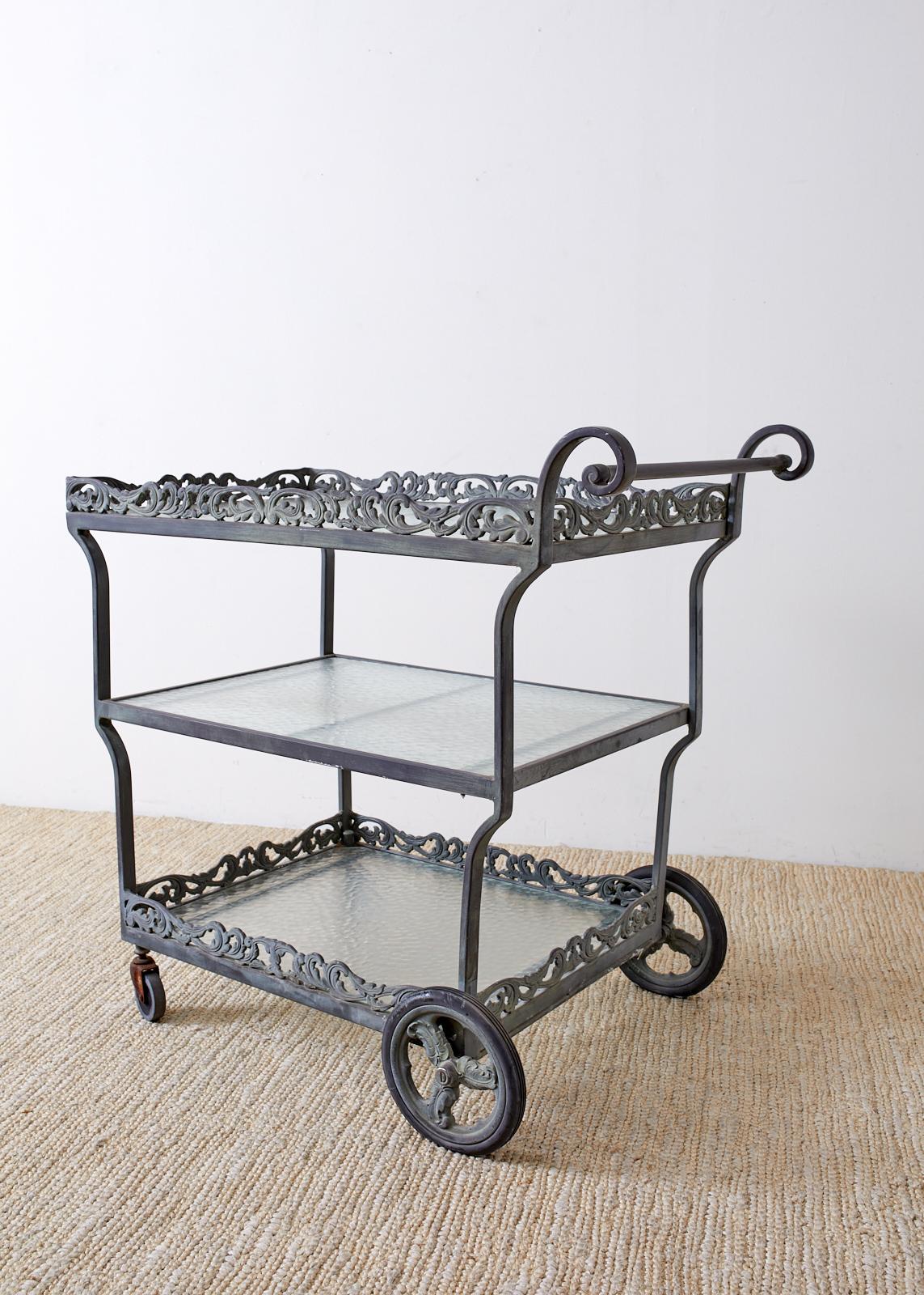 Brown Jordan Neoclassical Style Aluminum Bar Cart Trolley 3