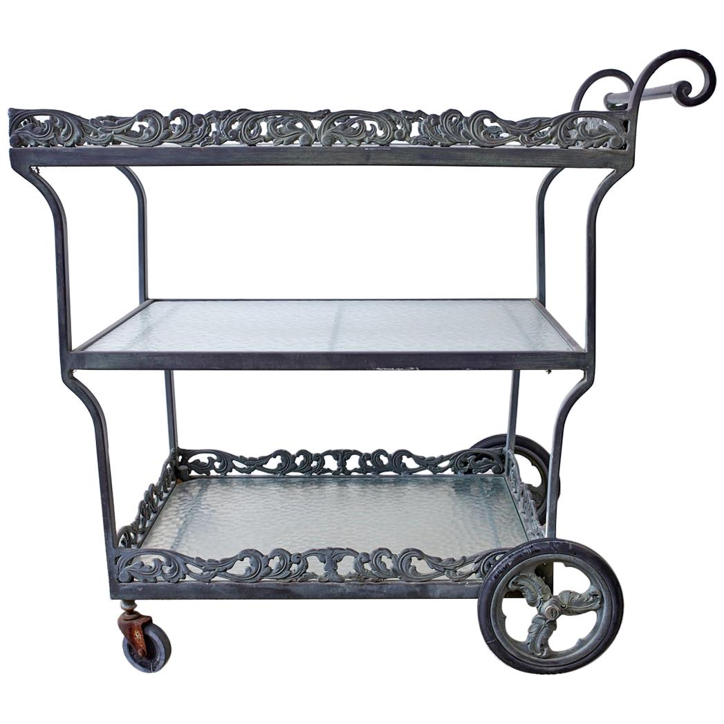 Brown Jordan Neoclassical Style Aluminum Bar Cart Trolley