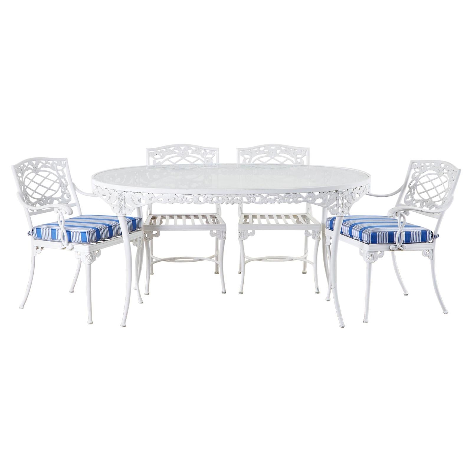 Brown Jordan Neoclassical Style Aluminum Garden Dining Set