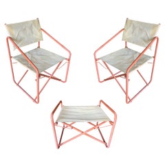 Brown Jordan "Nomad" Folding Patio Director Chairs and Side Table Set