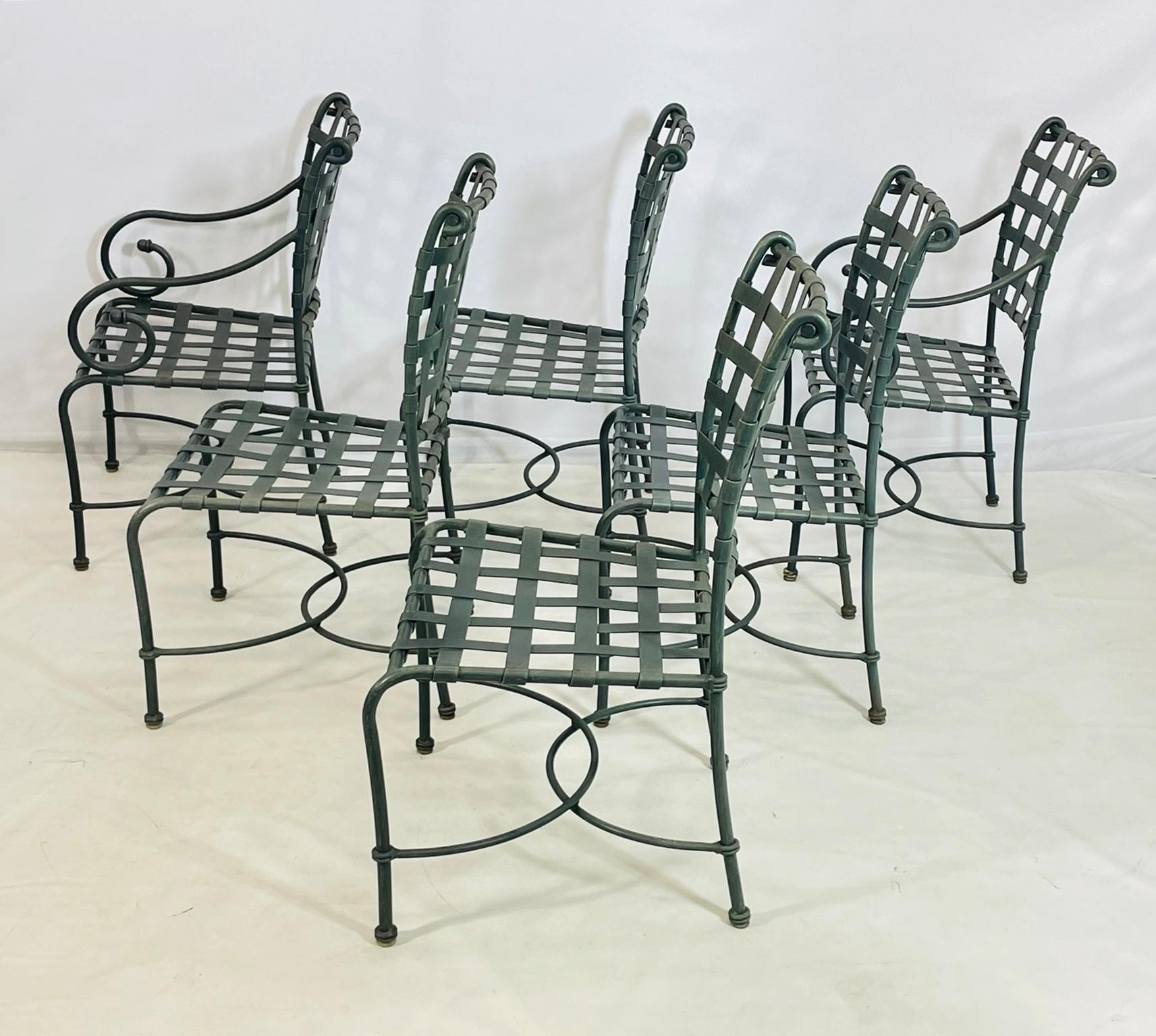 Hand-Crafted Brown Jordan Outdoor Dining Chairs, Set of 6, Aluminum Frame, USA 1980s For Sale