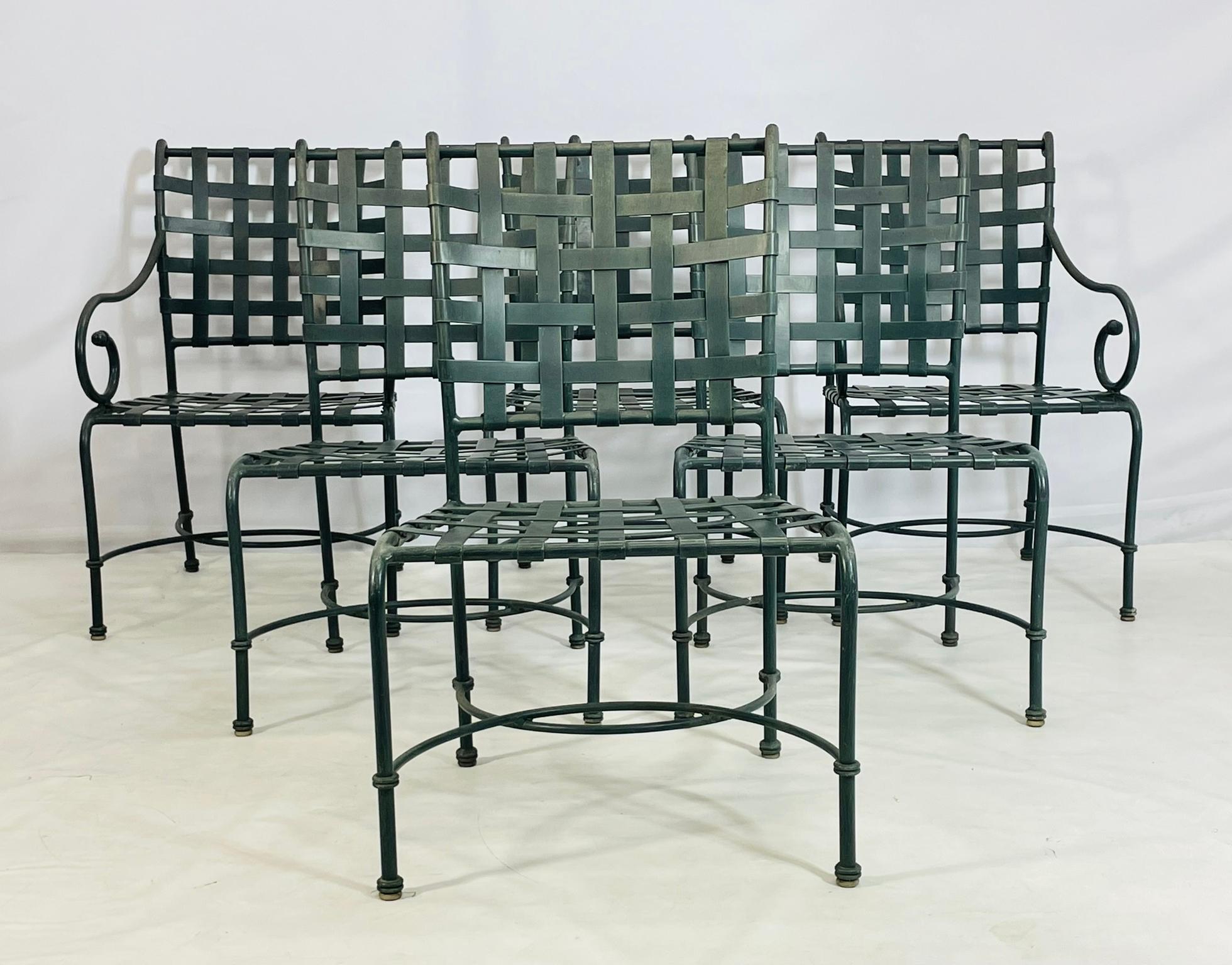 20th Century Brown Jordan Outdoor Dining Chairs, Set of 6, Aluminum Frame, USA 1980s For Sale