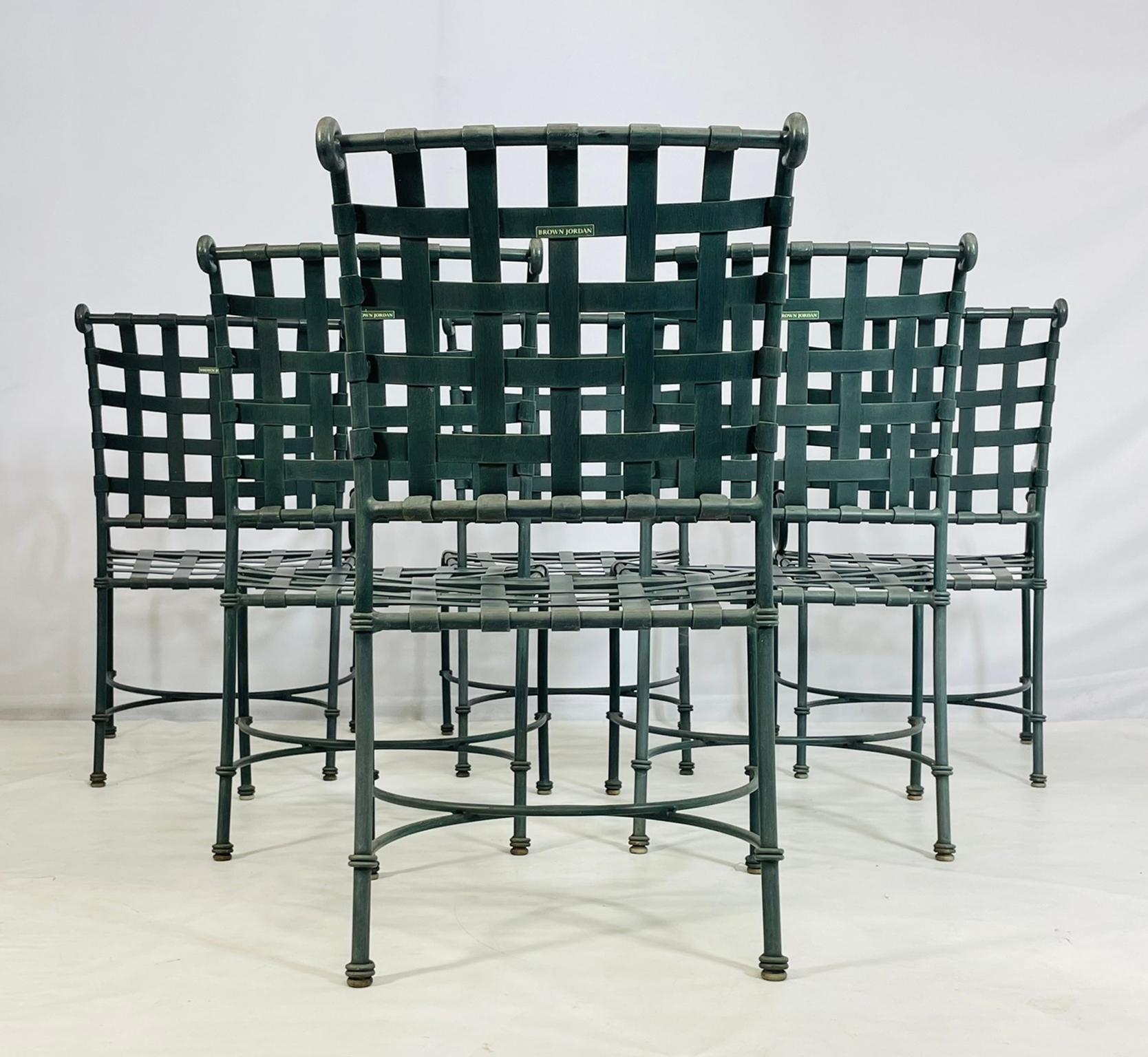Brown Jordan Outdoor Dining Chairs, Set of 6, Aluminum Frame, USA 1980s For Sale 1