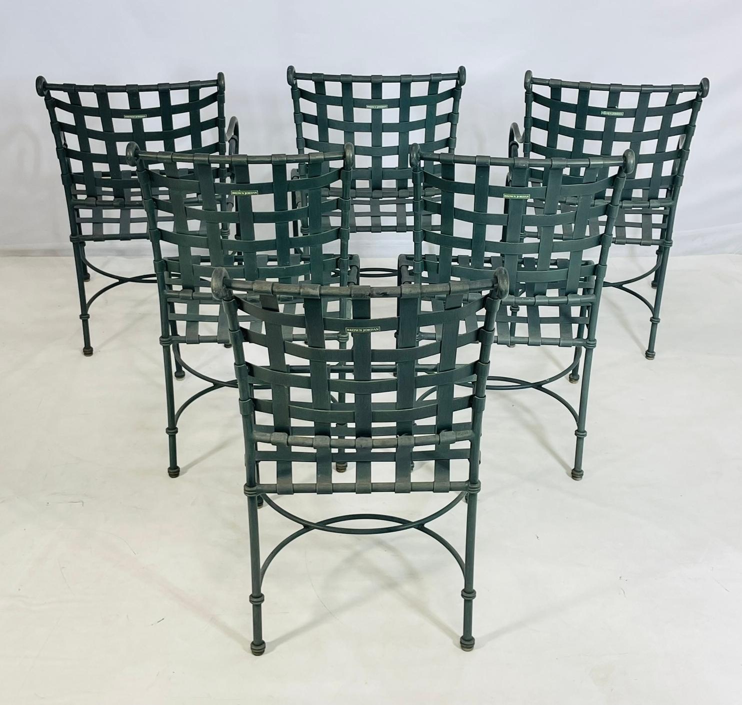 Brown Jordan Outdoor Dining Chairs, Set of 6, Aluminum Frame, USA 1980s For Sale 2