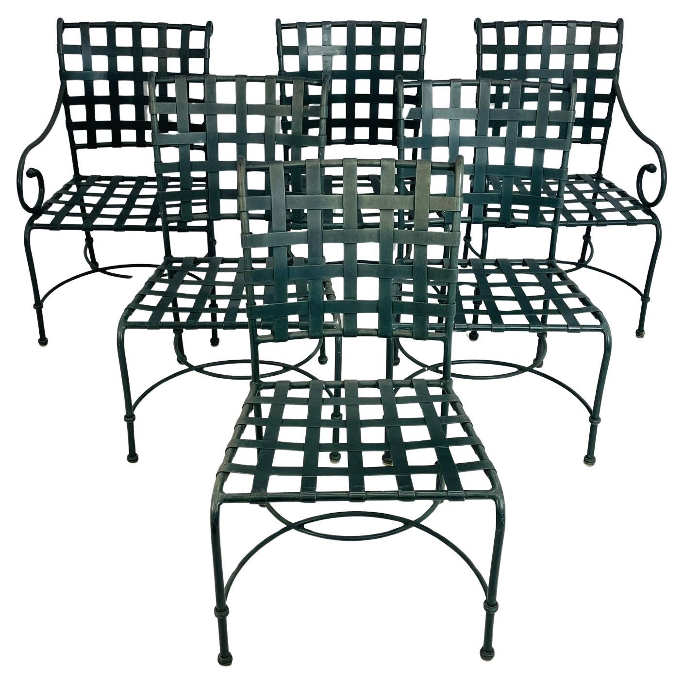 Brown Jordan Outdoor Dining Chairs, Set of 6, Aluminum Frame, USA 1980s