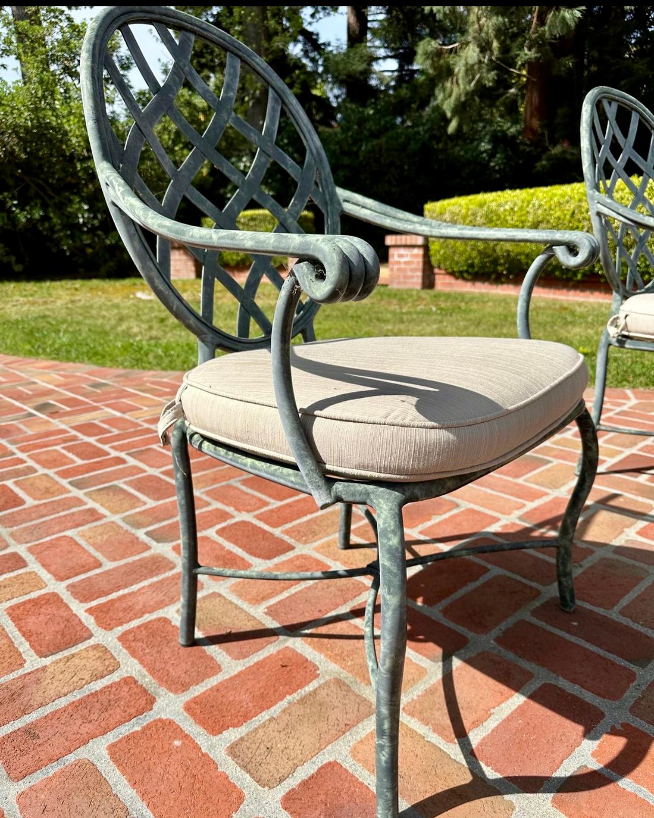 Brown Jordan Esstischset für den Außenbereich, Tisch mit Glasplatte und 6 Sesseln, Made in USA im Angebot 1
