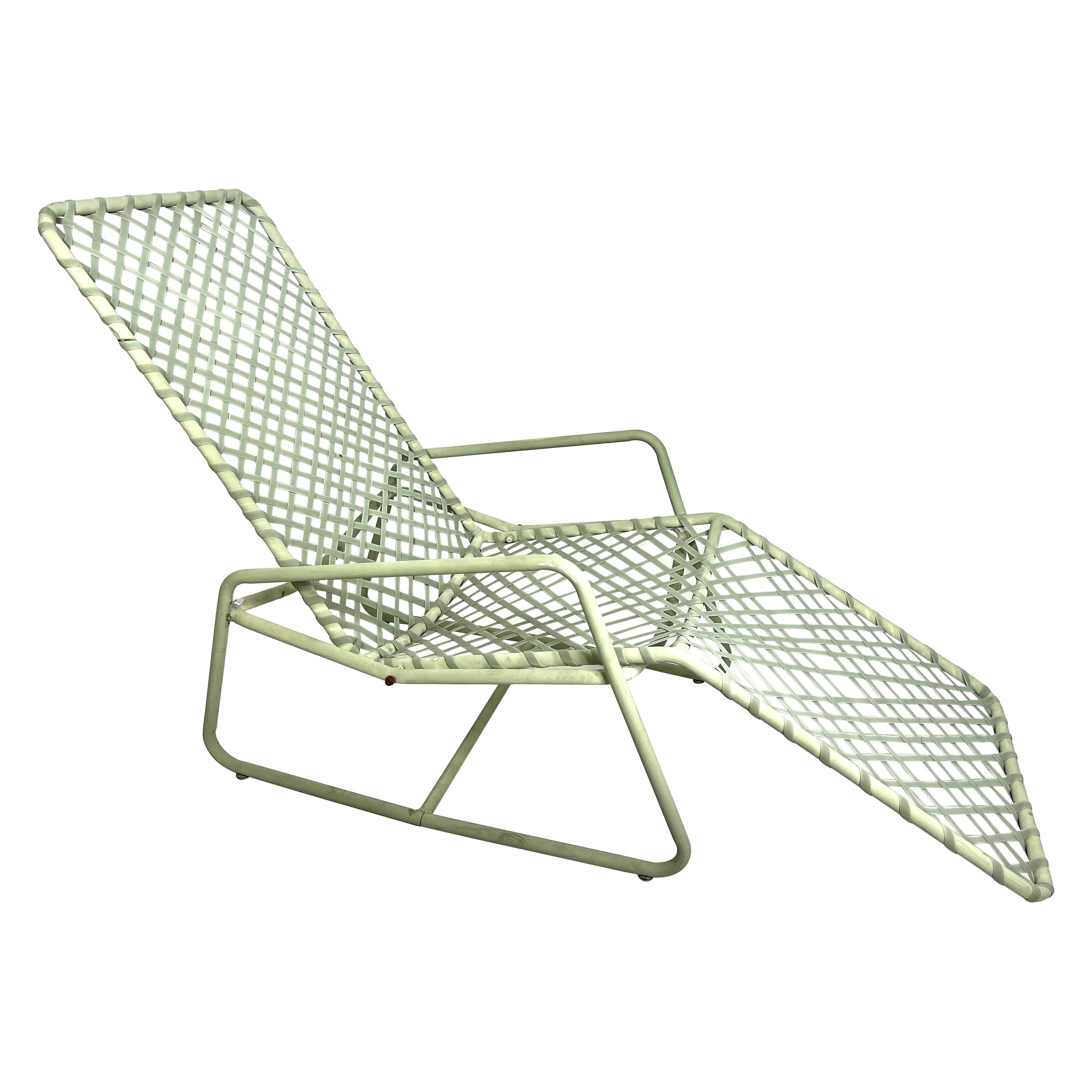 Brown Jordan Pale Green "Tamiami" Woven Tilt Back Chaise Lounge