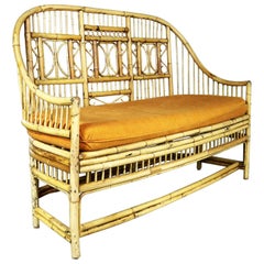 Brown Jordan Rattan Loveseat Brighton Chinoiserie Style Settee, Midcentury