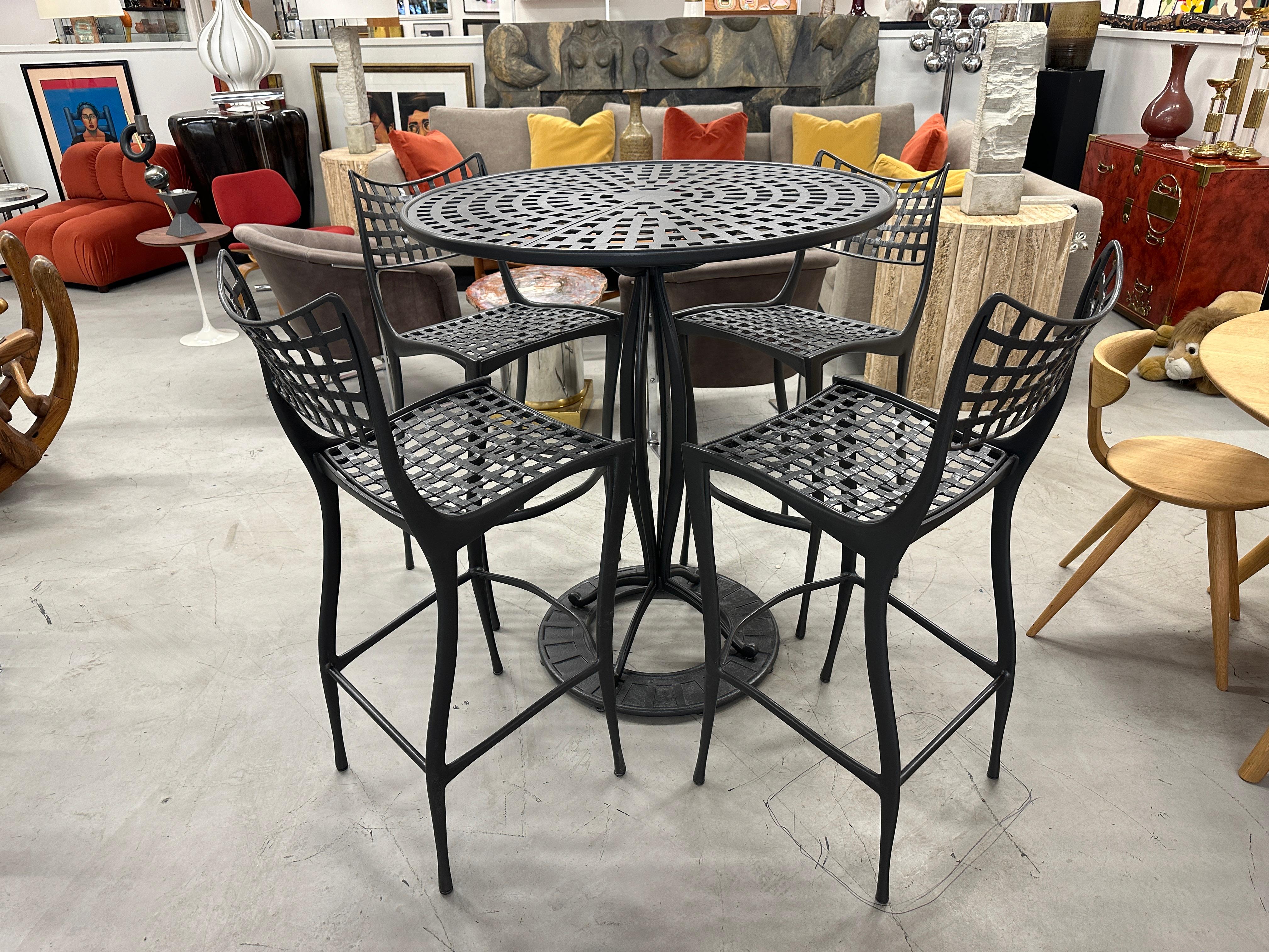 American Brown Jordan Sol Y Luna High Top Bar Table and Bar Stools For Sale