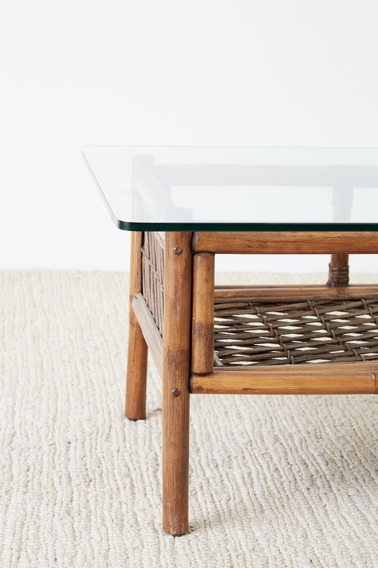 Brown Jordan Style Bamboo Rattan Coffee Cocktail Table at 1stdibs
