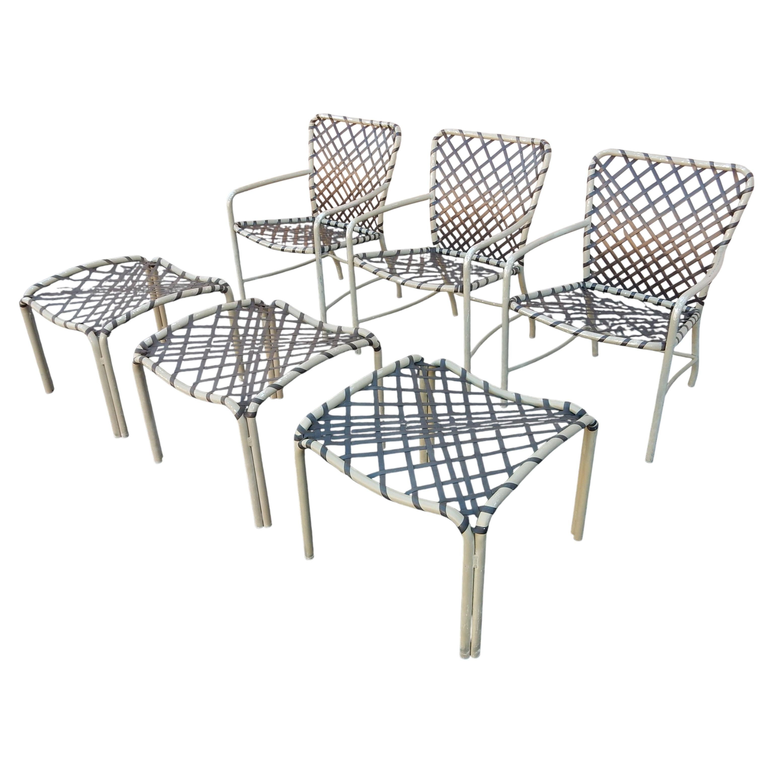 Chaises et ottomans de patio à courroie en aluminium et vinyle Brown Jordan