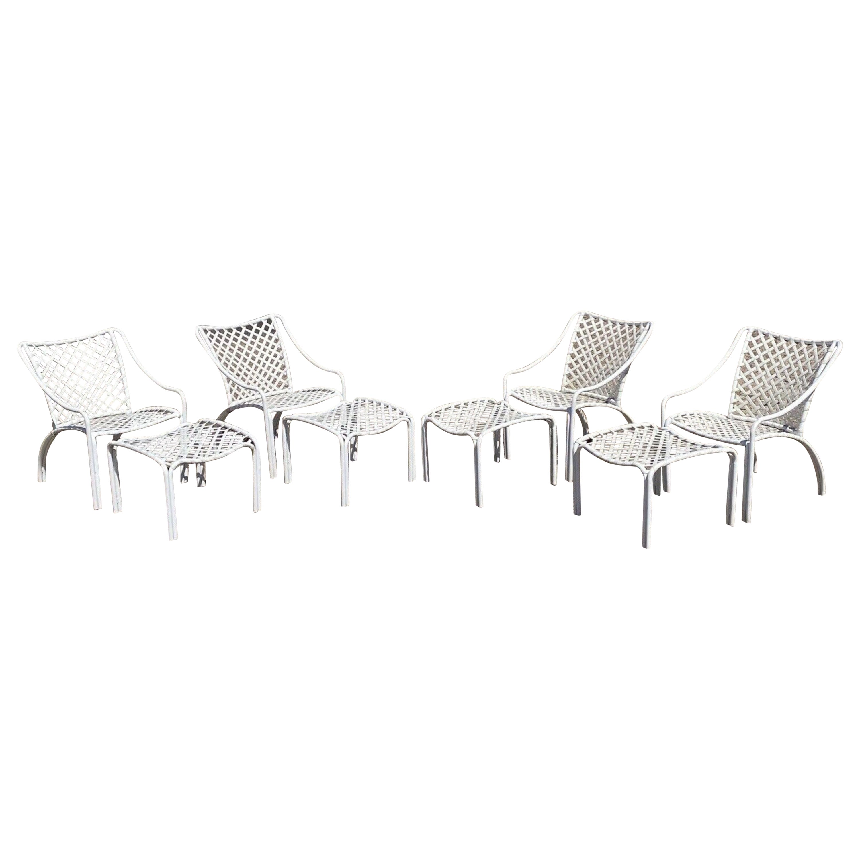 Brown Jordan Tamiami Aluminum Vinyl Strap Pool Patio Chair & Ottoman - 4 Sets