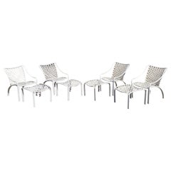 Brown Jordan Tamiami Aluminum Vinyl Strap Pool Patio Chair & Ottoman - 4 Sets