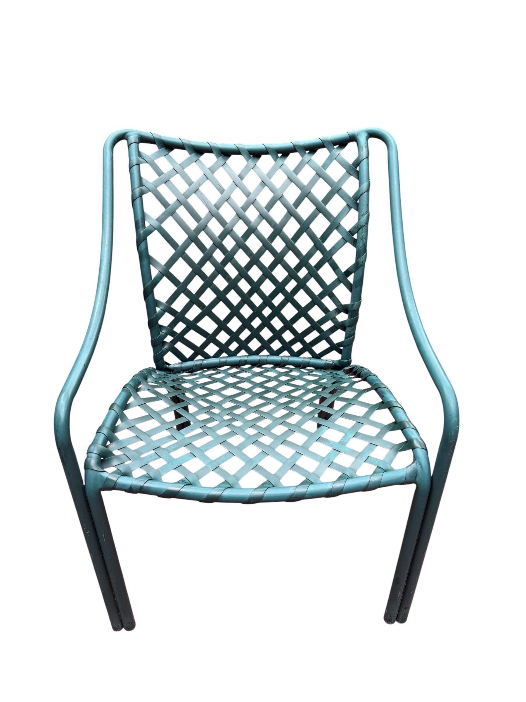 Brown Jordan Tamiami Green Lounge Chair Set With Ottoman and Side Table Vintage For Sale 6