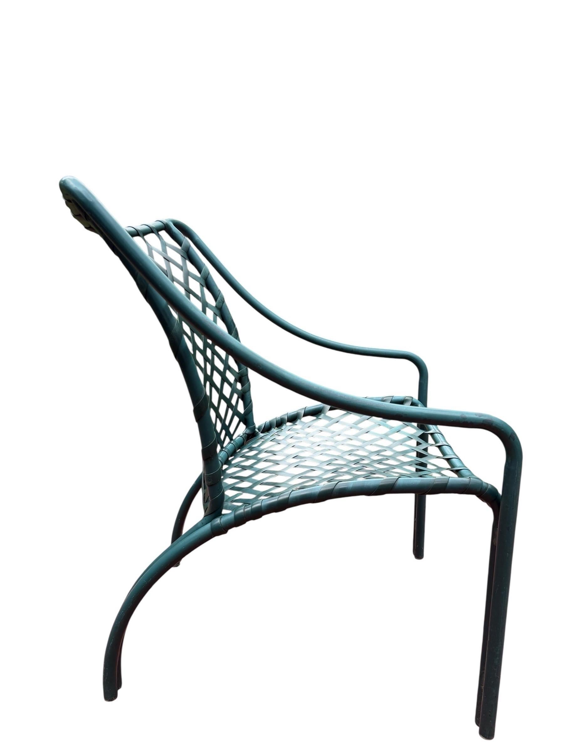 Brown Jordan Tamiami Green Lounge Chair Set With Ottoman and Side Table Vintage For Sale 9