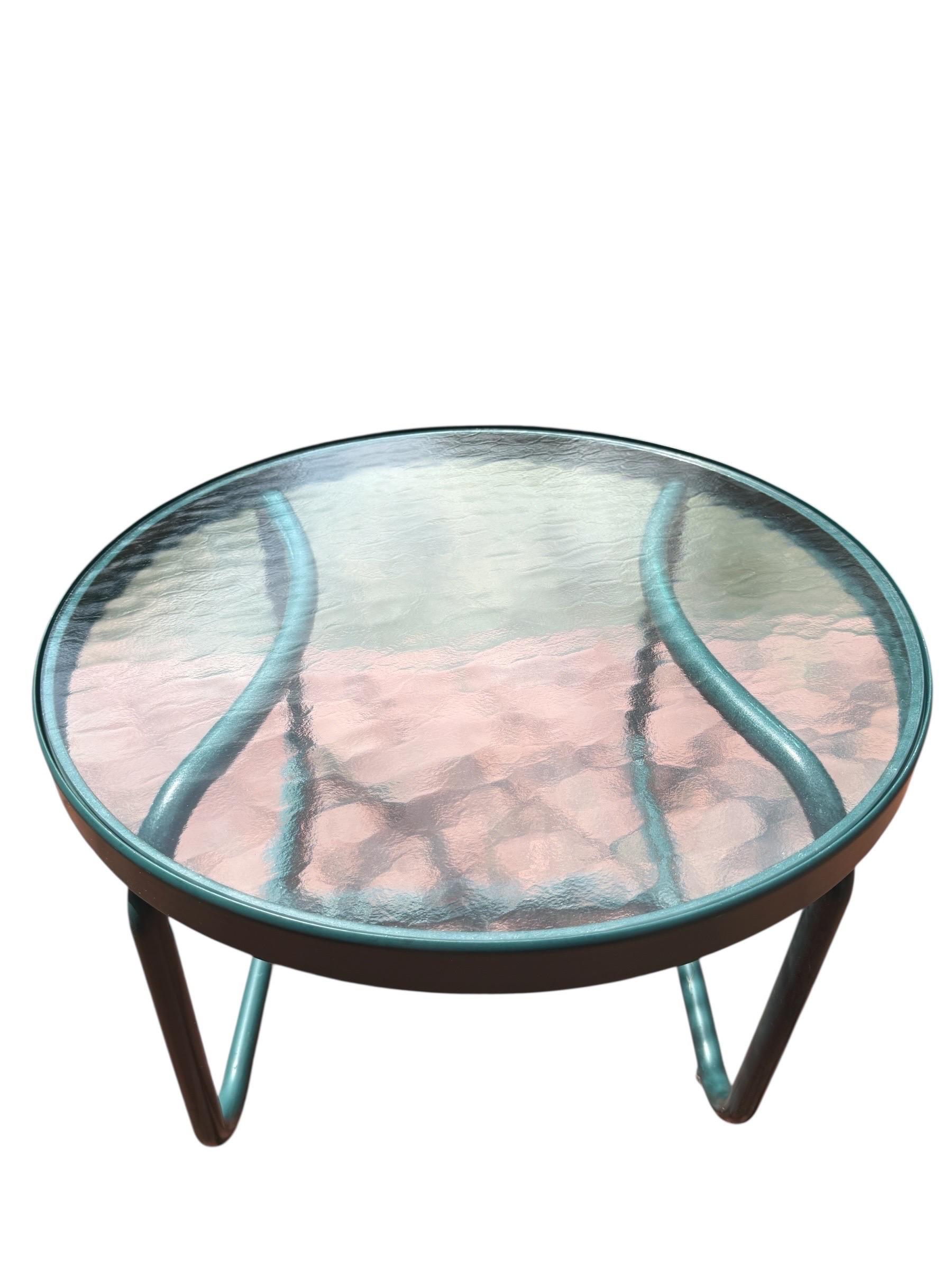Brown Jordan Tamiami Green Lounge Chair Set With Ottoman and Side Table Vintage For Sale 1