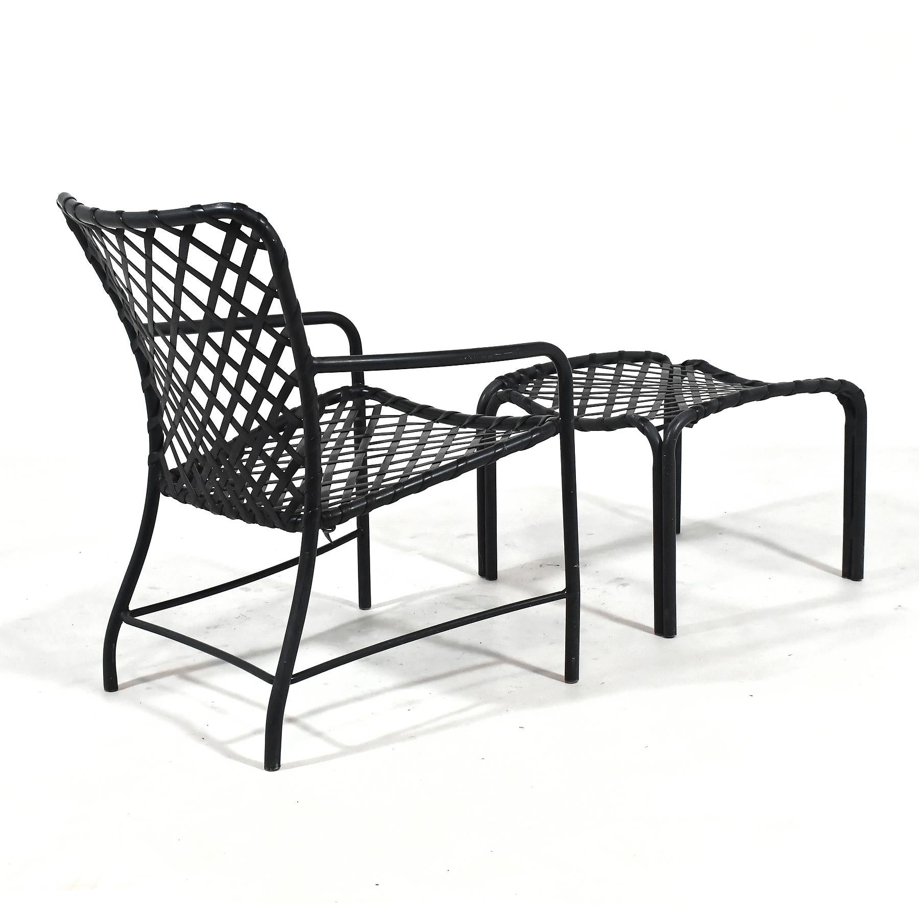 Aluminum Brown Jordan Tamiami Lounge Chair & Ottoman For Sale