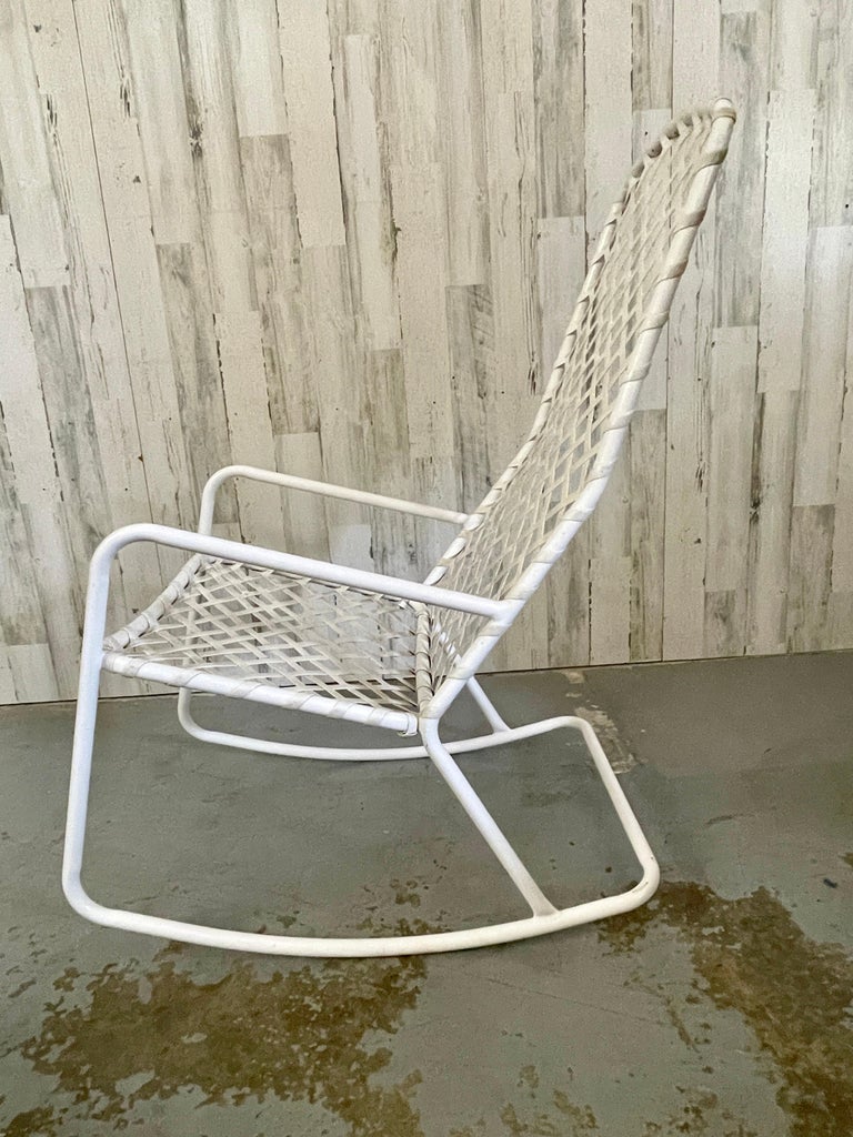Brown Jordan "Tamiami" Woven Rocking Chair and Ottoman For Sale at 1stDibs
