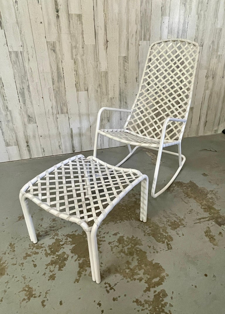 Brown Jordan "Tamiami" Woven Rocking Chair and Ottoman For Sale at 1stDibs
