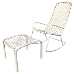 Brown Jordan "Tamiami" Woven Rocking Chair & Ottoman
