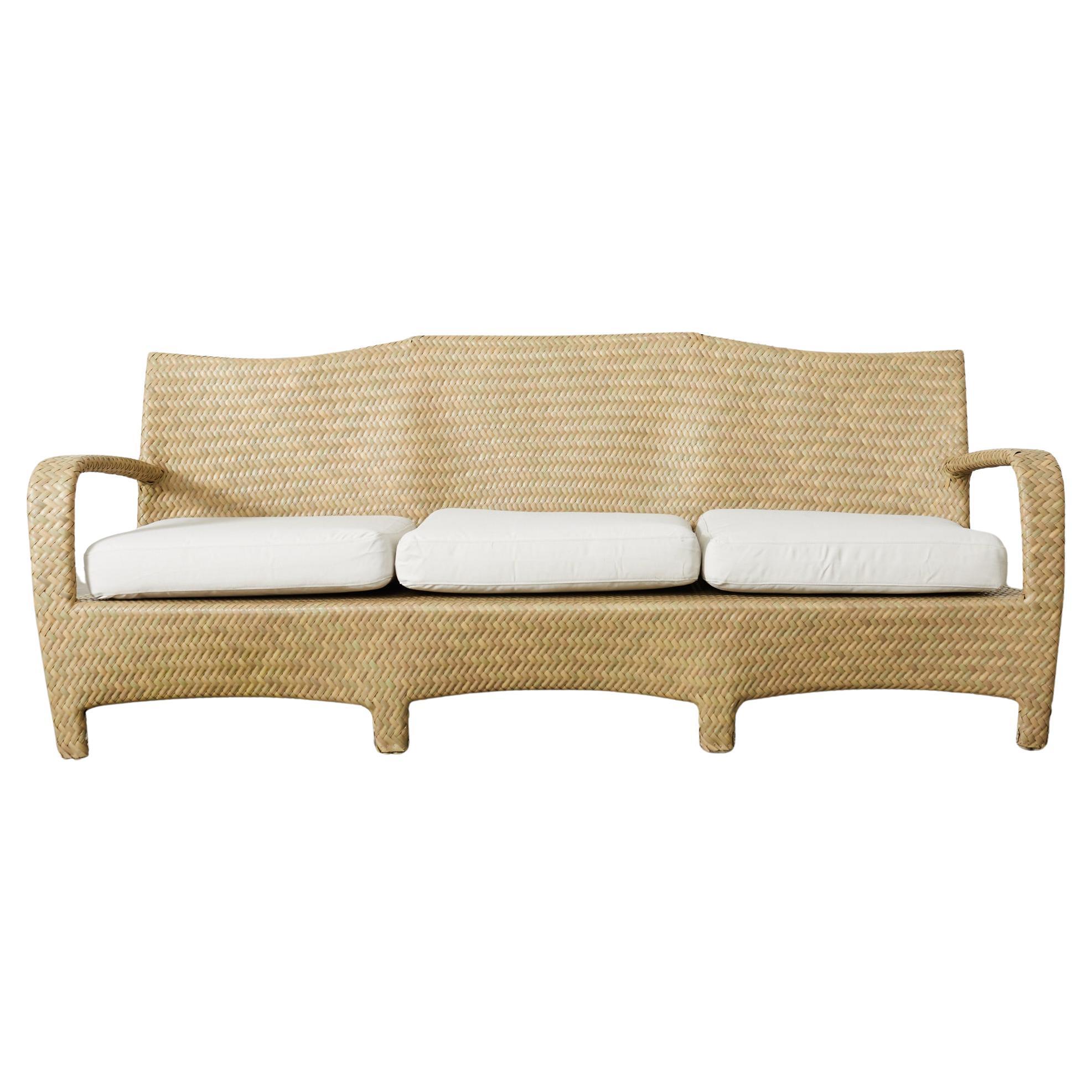 Brown Jordan Woven Wicker Havana Garden Sofa For Sale