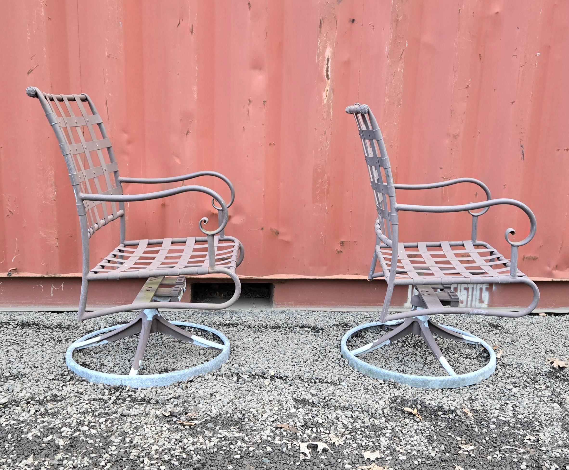 Brown Jordan Wrought Iron Swivel Chairs In Good Condition For Sale In Cumberland, RI